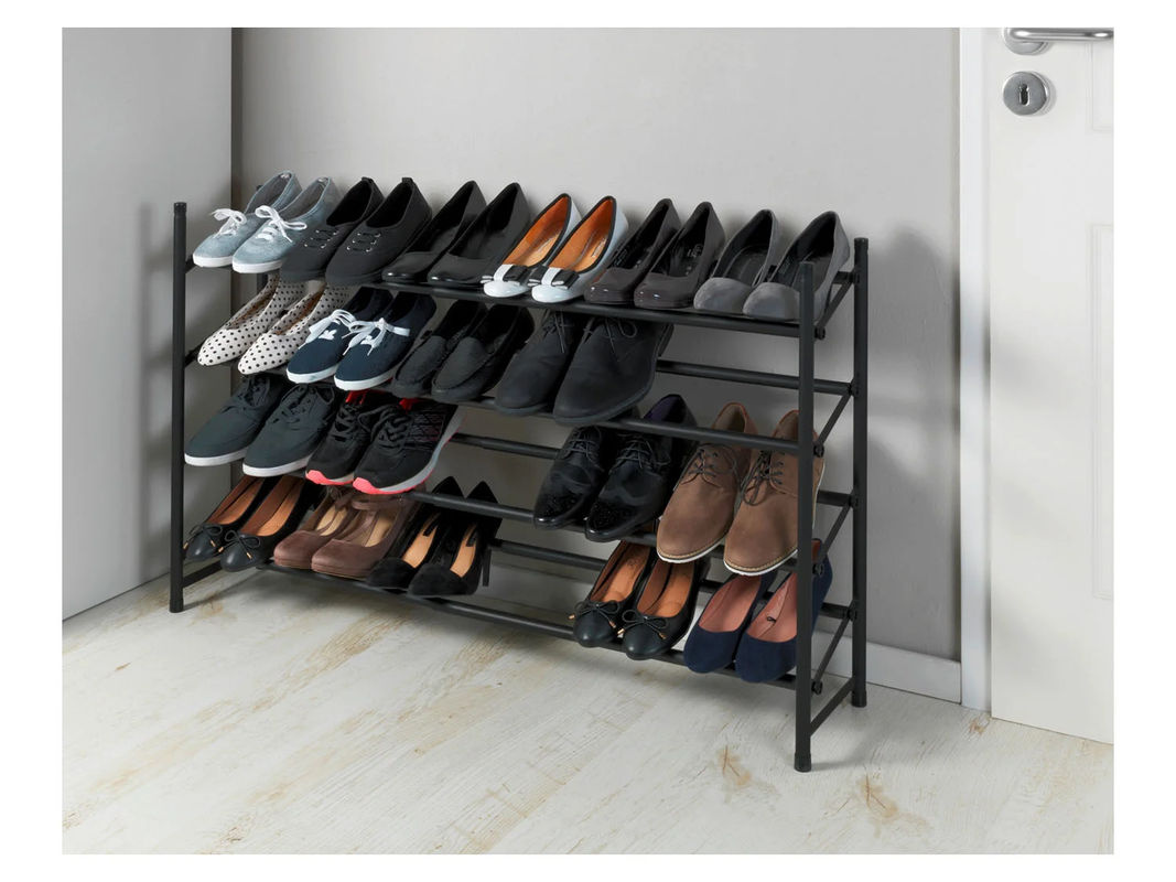 WENKO Anti-Rutsch-Schuhregal Hero ausziehbar für 24 Paar Schuhe in Schwarz Matt im Industrial-Chic - Bild 2