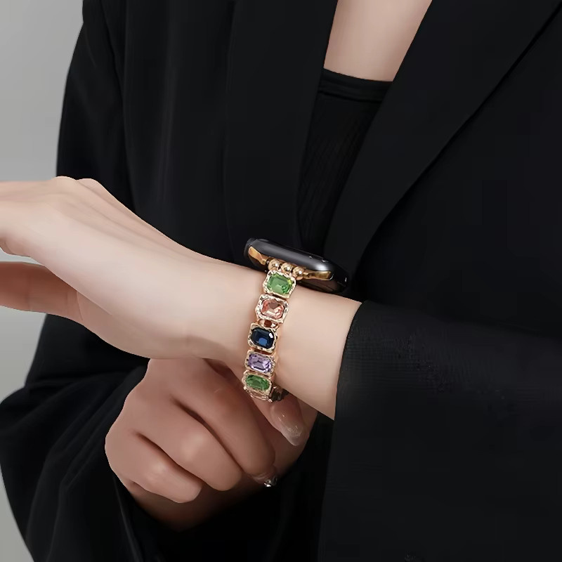 TINUORA Uhrenarmband Elastik, Bunt, Diamant, Kristall, Kunststoff, Unisex - Bild 2