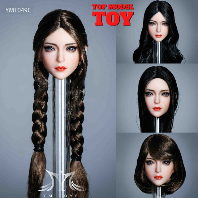 YMTOYS Asien Mädchen Kopf Sculpt, 1/6 Skala, Schwarz/Braun Haar, Action Figur - Bild 1