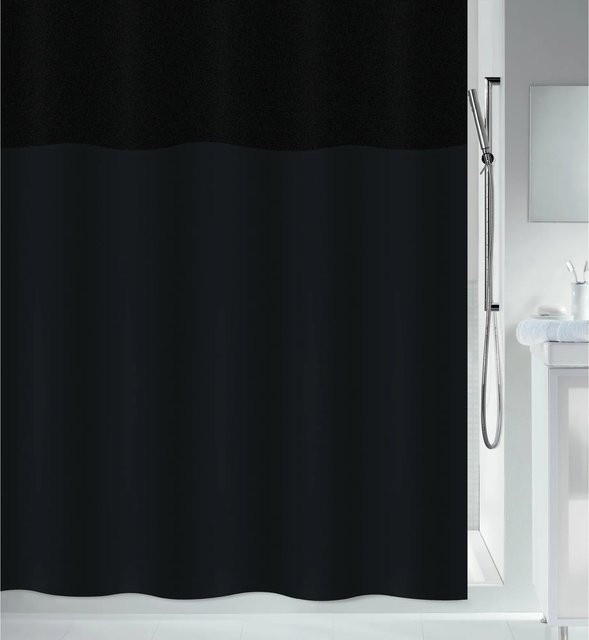 Spirella Duschvorhang Urbanko Schwarz aus Polyester, wasserdicht und schimmelresistent, B: 180 cm, H: 200 cm - Bild 1