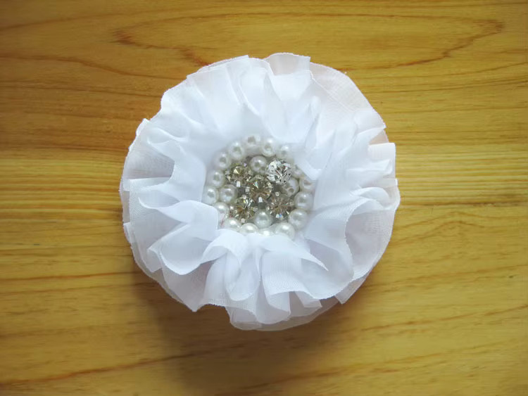 Haarschmuck Chiffon Blume mit Perle und Strass, 5 Teile, Mädchen - Bild 2