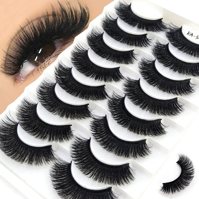 AMSDCN 3D-Künstlicher Wimpern, 8 Paar, Black, Unisex - Bild 1