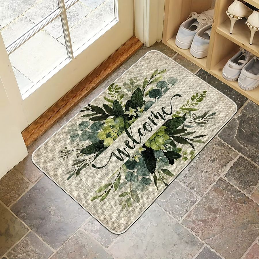 VIKAMA Druckteppich mit grünem Blatt-Design als weiche Fußmatte für Wohnzimmer und Schlafzimmer in Grün - Bild 2