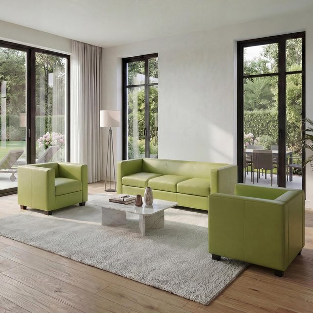 MCW Sofagarnitur Lille in Hellgrün aus Kunstleder mit 3er Sofa und 2 Sesseln im Lounge-Stil - Bild 1