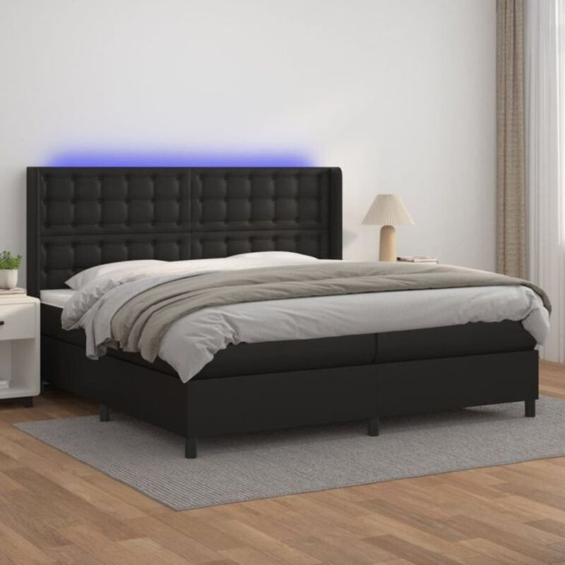 Vidaxl Boxspringbett mit Matratze aus Kunstleder in Schwarz B/T/H: 200 x 200 x 128 cm - Bild 1
