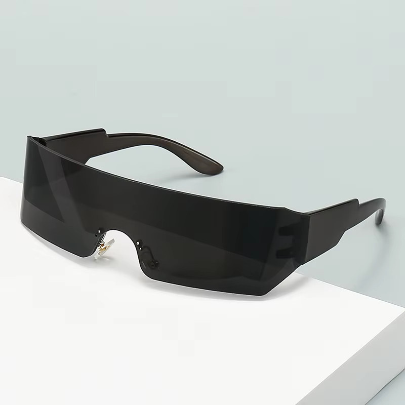 Steampunk Y2K Sonnenbrille, Wrap-Around, Vollrand, Unisex, Schwarz, Kunststoff - Bild 2