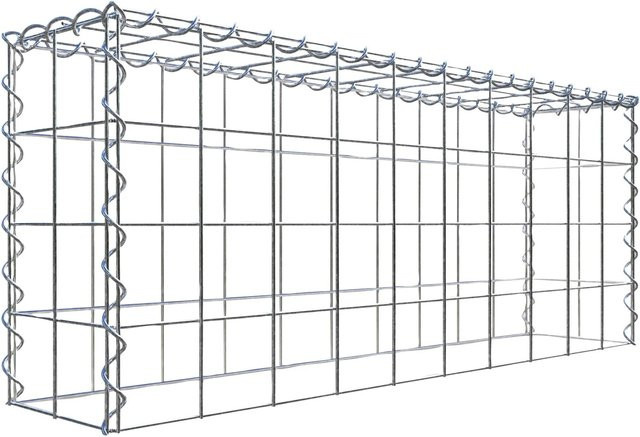 Gabiona Gabione-Anbaukorb Typ 3 in Silbergrau, Drahtgitter aus Stahl mit Maschenweite 10 x 10 cm, B/T/H: 40 x 100 x 20 cm - Bild 1