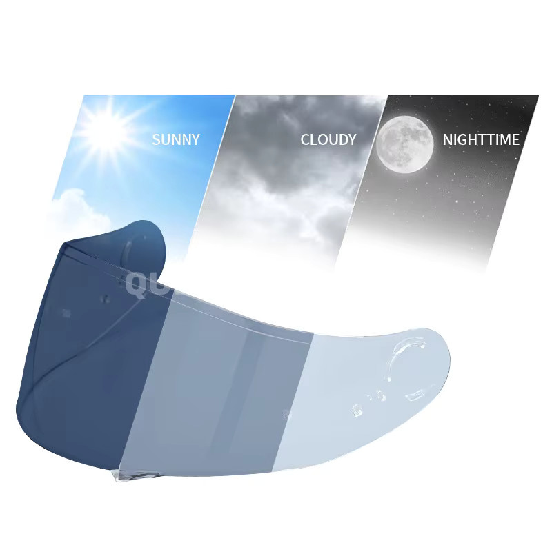 Photo Chrome Visier mit Linsenbeschichtung für Shoei GT-Air, GT-Air 2, Neotec, CNS-1, CNS1, TC-5, TC-9 Helme in Schwarz und Silber - Bild 3