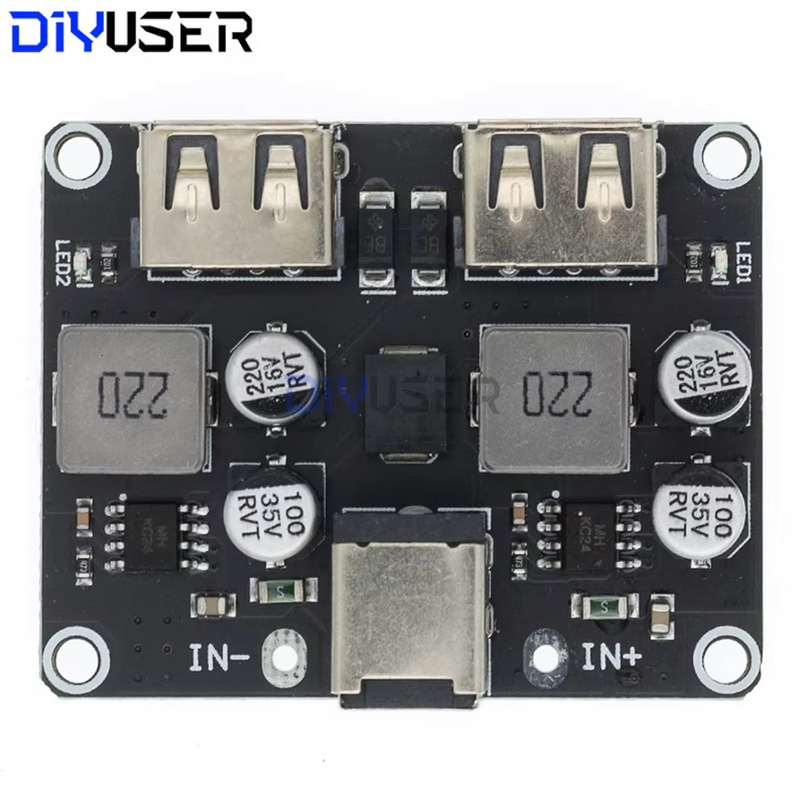 DIYUSER USB Schnelllademodul QC3.0 und QC2.0 DC-DC-Abwärtswandler in Schwarz für Autotelefon-DIY mit USB-A und USB-C Anschlüssen - Bild 3