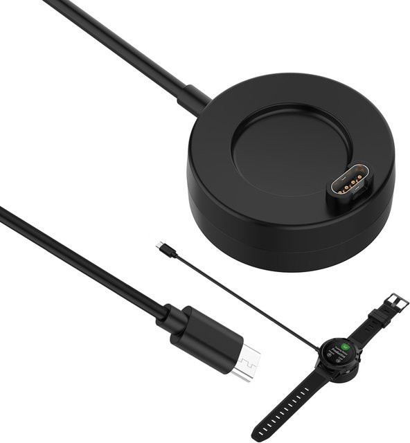 USB-C Ladestation für Garmin Vivoactive 3 4 4S, Fenix 7 7S 7X 6 6S 6X 5 5S 5X sowie Forerunner 945 935 245 645 in Schwarz - Bild 1