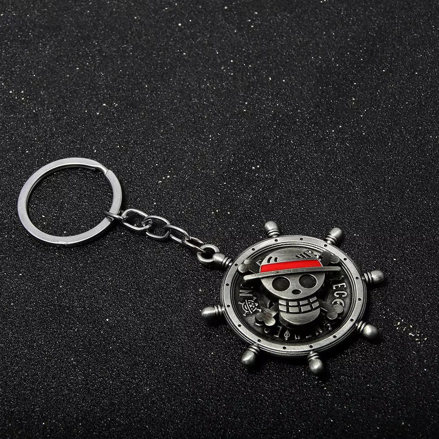Bandai One Piece Luffy Drehbarer Totenkopf-Schlüsselanhänger, Metall, Piraten - Bild 2