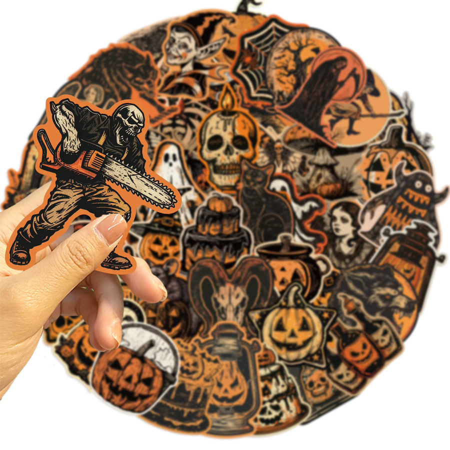 50 bis 100 Stück Retro Halloween Graffiti Aufkleber in Multicolour für DIY Dekoration von Gitarren, Notebooks und Gepäck, wasserfest - Bild 5
