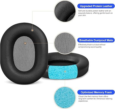 Ersatz-Ohrpolster aus Proteinleder für Sony WH-1000XM5 Bluetooth Over-Ear Kopfhörer in Lila, Blau oder Schwarz - Bild 1