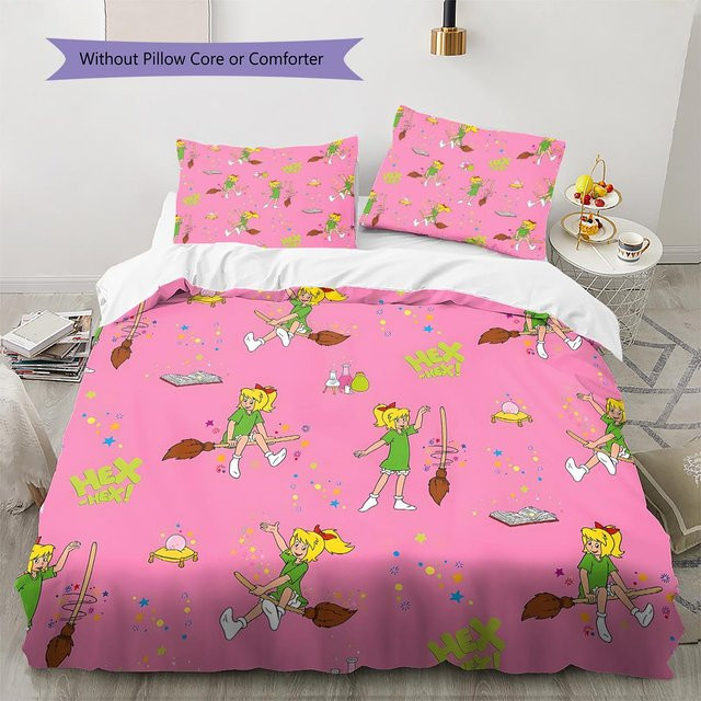 Bibi und Tina Muster Bettwäsche Set in Pink mit 1 Bettbezug und 2 Kissenbezügen, B/T: 200 x 220 cm - Bild 1