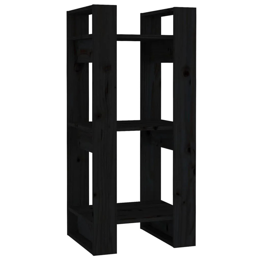 vidaXL Bücherregal und Raumteiler aus Massivholz Kiefer in Schwarz, B/T/H: 41 x 35 x 91 cm - Bild 2