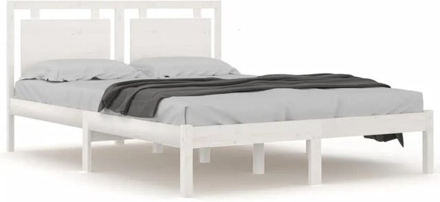 vidaXL Massivholzbett aus Kiefer in Weiß, B/T: 200 x 200 cm - Bild 1