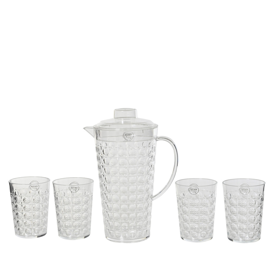 DECORIS Getränke-Set aus Kunststoff mit Krug und Wassergläsern in Transparent - Bild 2