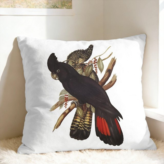 JMG Clothing Kissenbezug mit Australischem Rotschwanz-Schwarzkakadu Motiv, Mehrfarbig, B/B: 45 x 45 cm - Bild 1