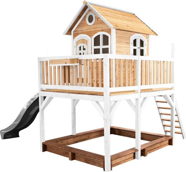Axi Spielturm Liam Spielhaus in Braun und Weiß mit grauer Rutsche, B/H/T: 377 x 291 x 255 cm - Bild 1