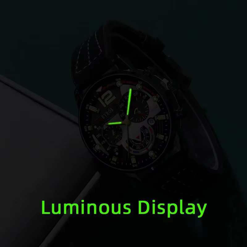 DEYROS Armbanduhr, Quarz, Leder, Schwarz, Herren - Bild 3
