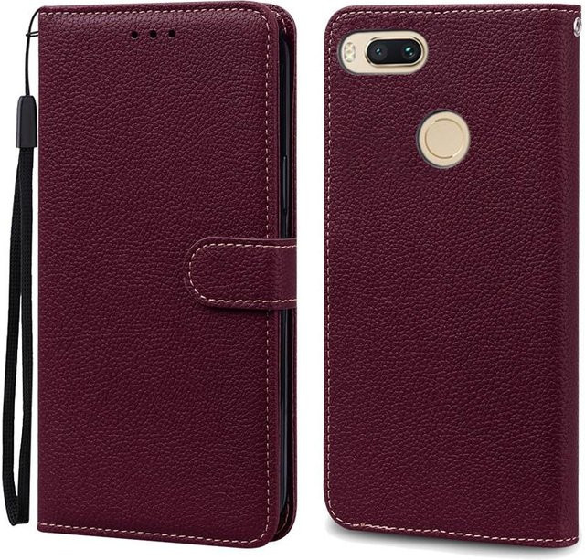 Leder-Brieftasche Flip-Hülle für Xiaomi Mi A1 und Mi 5X in Weinrot - Bild 1