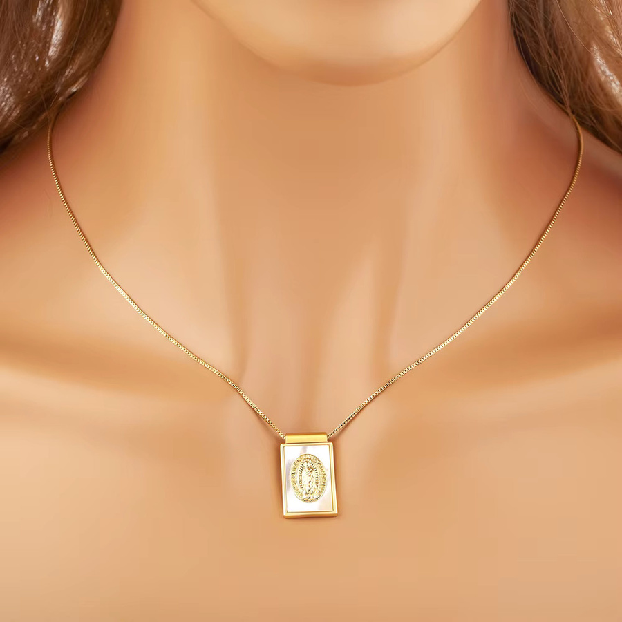 Nidin Halskette, Charm Anhänger, Rechteck Form, Gold, Unisex - Bild 3