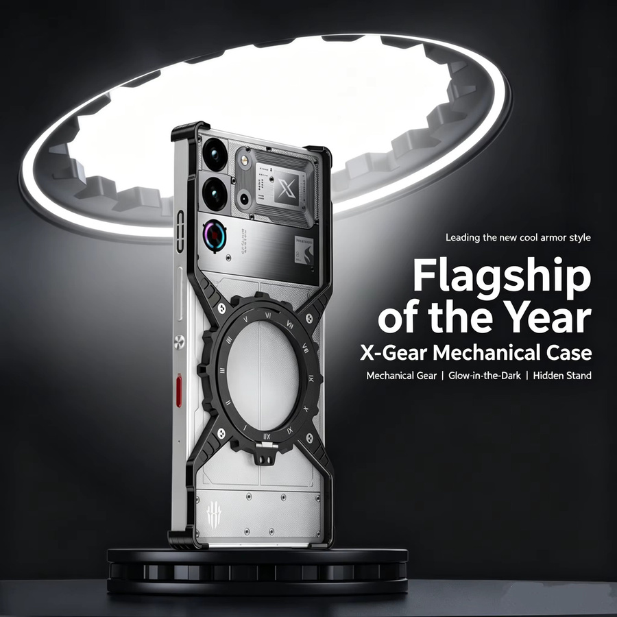 Stoßfeste X-Form Schutzhülle aus Aluminium mit Magnetischem Halter für ZTE Nubia Red Magic 11 10S 9S 8 Pro in Silber - Bild 5