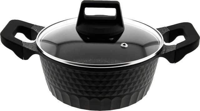 Almina Kochtopf aus Aluminium mit Glasdeckel in Schwarz - Bild 1