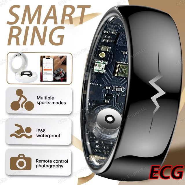 Ola Esporte Smart Ring, Bluetooth, Black, 5ATM Wasserdicht, Männer Frauen - Bild 1