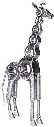 Hinz und Kunst Metalltier Giraffe in Silber als Tischdekoration im Industrial Design - Bild 1