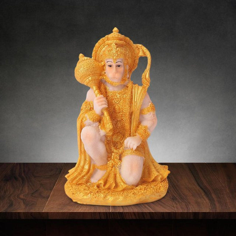 Kesoto Hanuman Figur Goldene Buddha Statue aus Kunstharz für Meditation und Dekoration - Bild 1