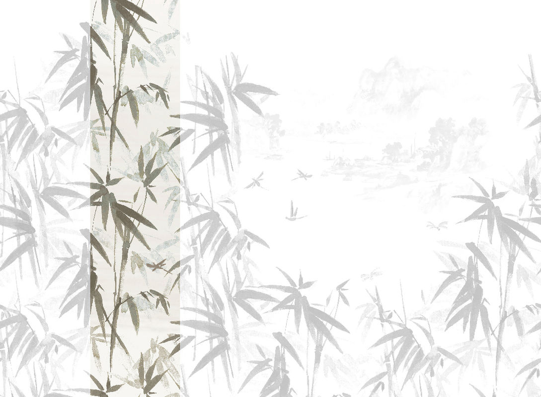 Jannelli & Volpi Mural Ine Wandtapete Grey Panel 2 aus Vinyl mit floralem Oriental-Design in Grau - Bild 2