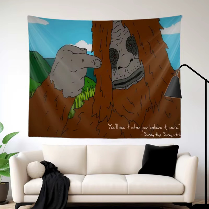 VIKAMA Sassy The Sasquatch Lustiger Meme-Wandteppich, Mehrfarbig, Rechteckig - Bild 3