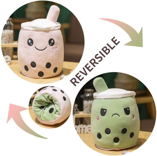 Yiran Health & Beauty Boba Plüschtiere, Doppelseitige Bubble Tea Puppe, 15cm - Bild 1