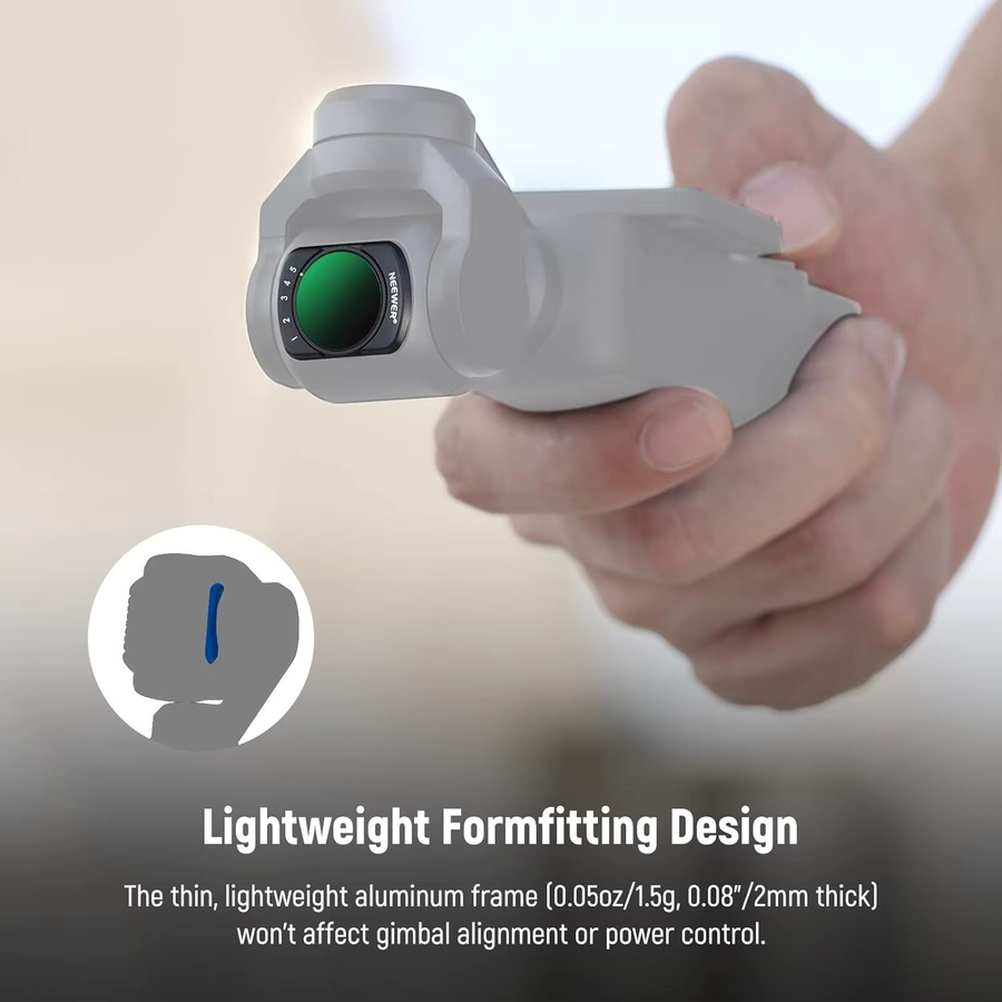 NEEWER Magnetischer variabler ND2-32 Filter als Action-Kamera-Zubehör für DJI Osmo Pocket 3 - Bild 5