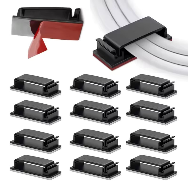 10 Stück Viesrita USB-C Kabel-Organizer in Schwarz, selbstklebende Kabelmanagement-Klemmen und Drahthalter für Zuhause und Büro - Bild 6