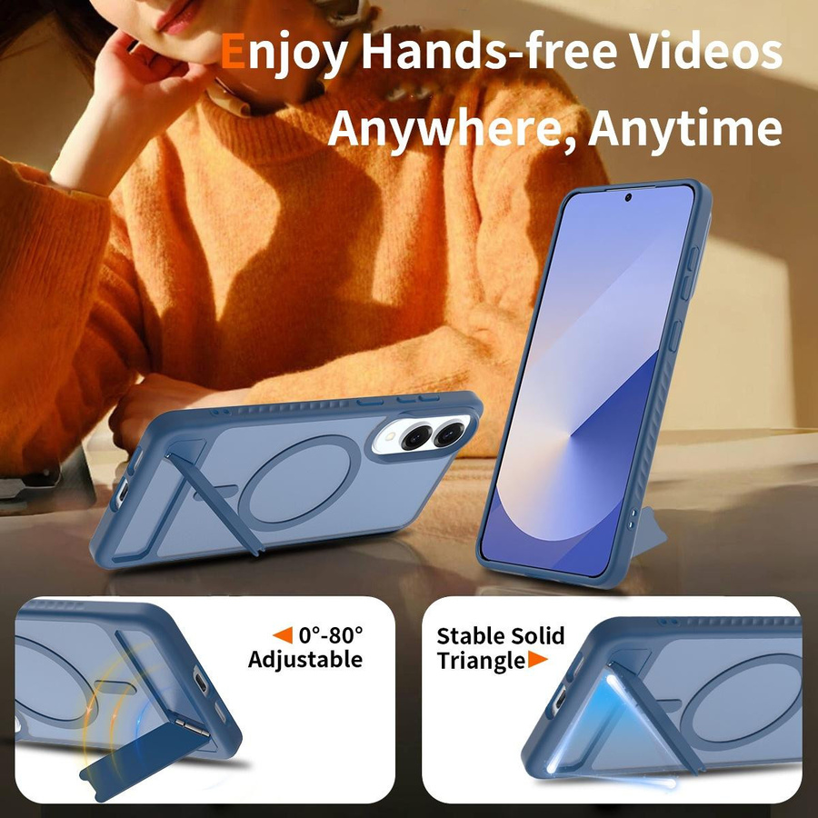 Stoßfeste magnetische Handyhülle mit Ständer für Samsung Galaxy S25 Edge S24 S23 Plus Ultra in Transparent - Bild 2