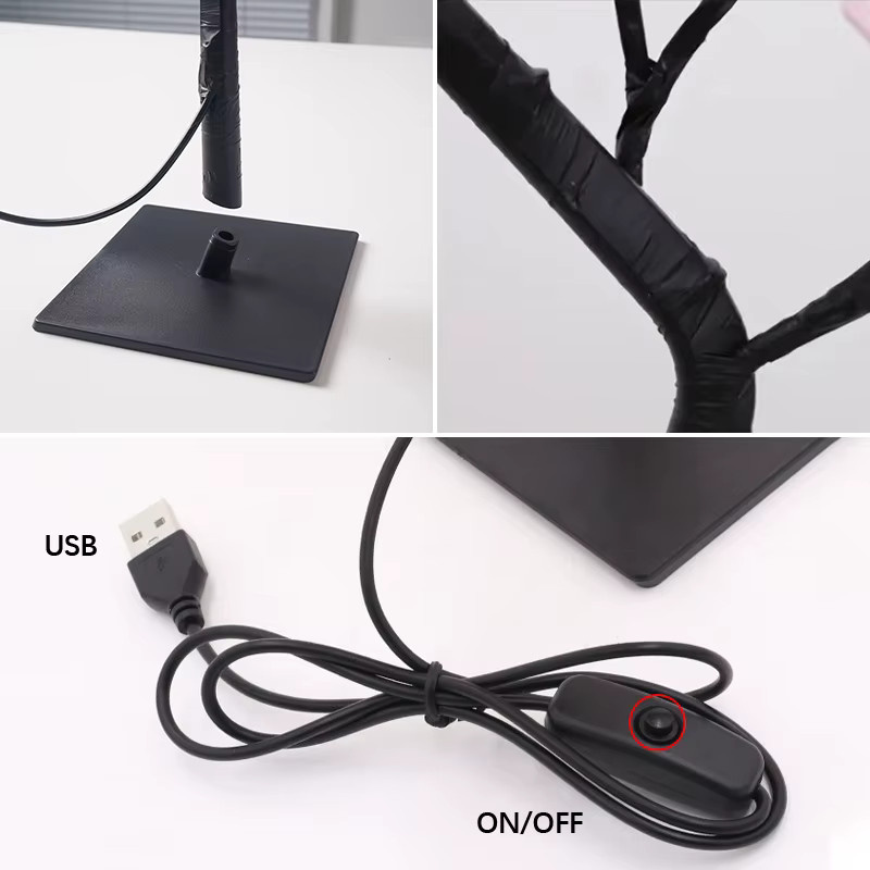 Shenzhi Tech Rosenbaum-Lampe als USB-betriebenes LED-Blumen-Nachtlicht in Weiß zur Schreibtischdekoration - Bild 3