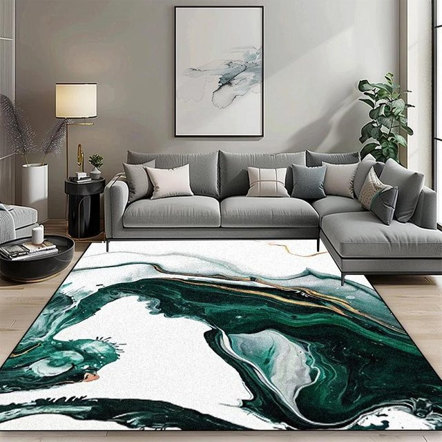 Karpetti Geometrischer Teppich Modern Weiß, Waschbar und Rutschfest, B/T: 160 x 300 cm - Bild 1