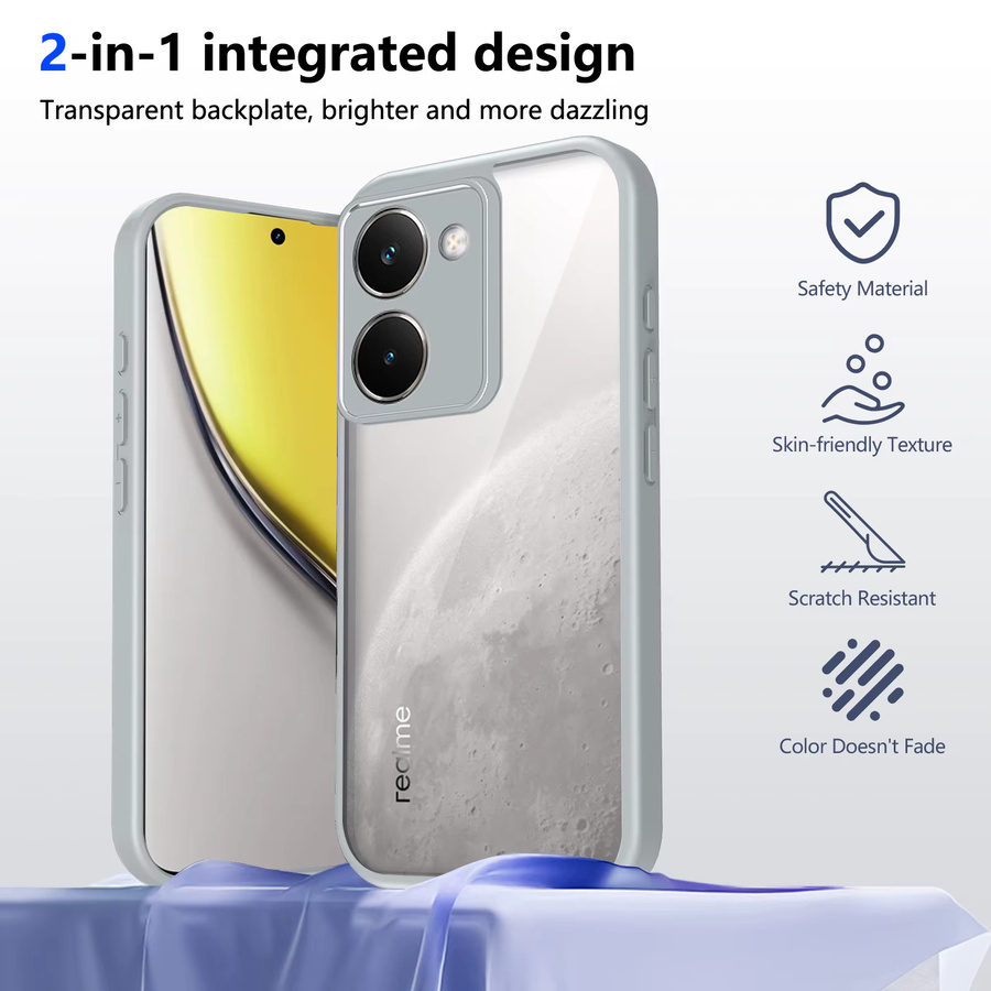 Stoßfeste Silikon-Hülle für Realme P3 Ultra RMX5030 und RMX5031, transparent matt mit Luftkissen-Schutz und Hartschale-Rückseite - Bild 2