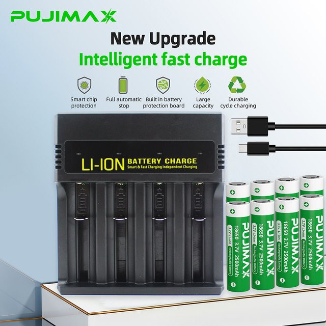 PUJIMAX 18650 Lithium-Ionen-Akku wiederaufladbare Batterie mit 2500 mAh und 3,7 V - Bild 1