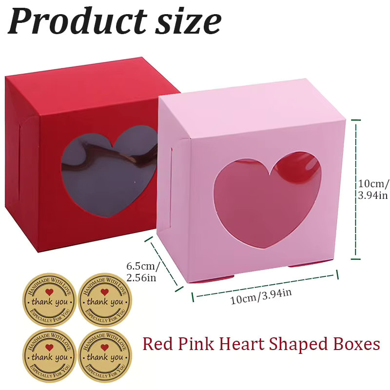 Geschenkboxen mit herzförmigem Fenster in Pink für Hochzeit, Geburtstag und Valentinstag, 16 Stück - Bild 2