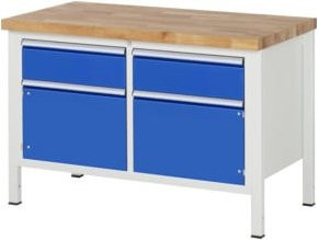 RAU Werkbank Modell 8466 höhenverstellbar mit 2 Schubladen und 2 Türen, B/T/H: 125 x 70 x 84-104 cm - Bild 1