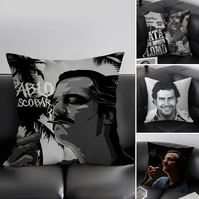 Pablo Escobar Hot Kissenbezug in Weiß, quadratisch, B/T: 30 x 30 cm - Bild 1