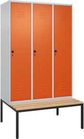 C+P Spind Classic PLUS Sitzbank mit 3 Abteilen, Buche-Hartholz, B/T/H: 212,0 x 120,0 x 81,5 cm - Bild 1
