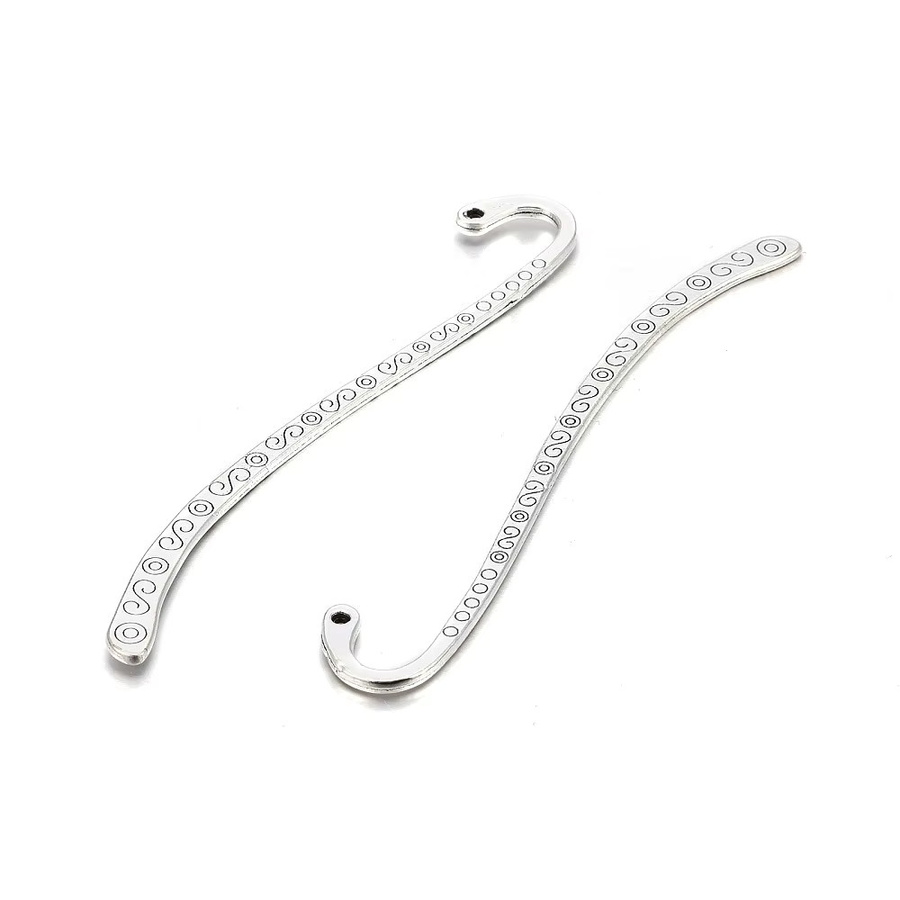 10 Stück Lesezeichen aus Metall in Silber, bleifrei und cadmiumfrei, B: 8,4 cm, T: 0,4 cm, H: 0,2 cm mit 2 mm Loch - Bild 3