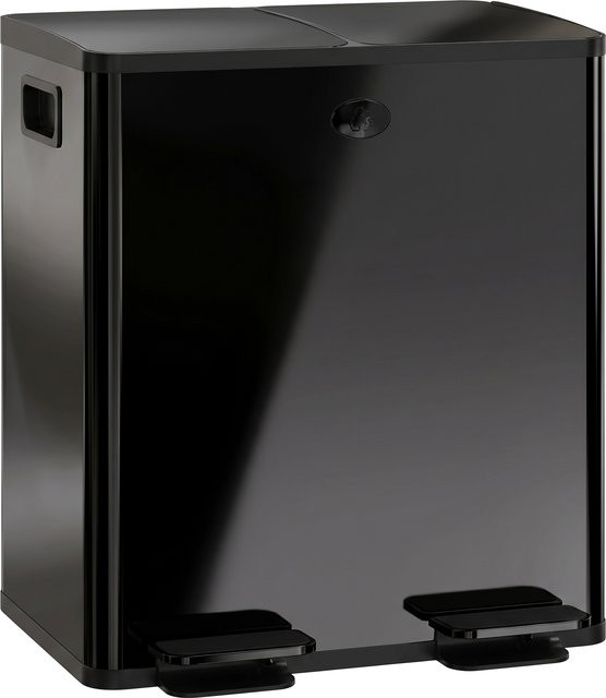 HOMCOM Mülltrennsystem aus Edelstahl mit 2 x 20L Inneneimern, Schwarz, Treteimer mit Softclose-Deckel, Deodorant-Fach und Fingerabdruckschutz - Bild 1