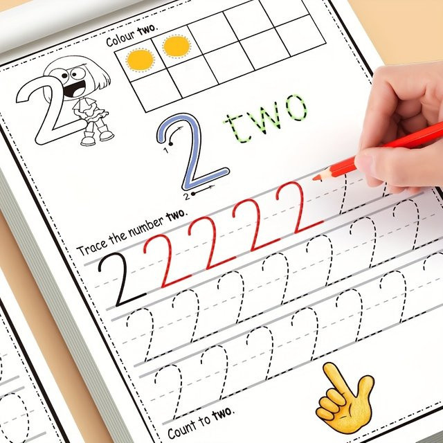 Yligoode Digitales Schreibübungsbuch für Kinder mit 32 Seiten zur Verbesserung der Schreibfähigkeiten und Zahlenerkennung 0-30 in Mehrfarbig - Bild 1