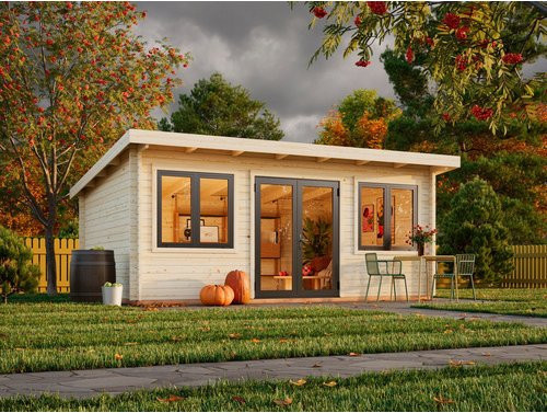 Palmako Gartenhaus Lisandra aus Fichte mit Pultdach und Boden in Natur - Bild 3