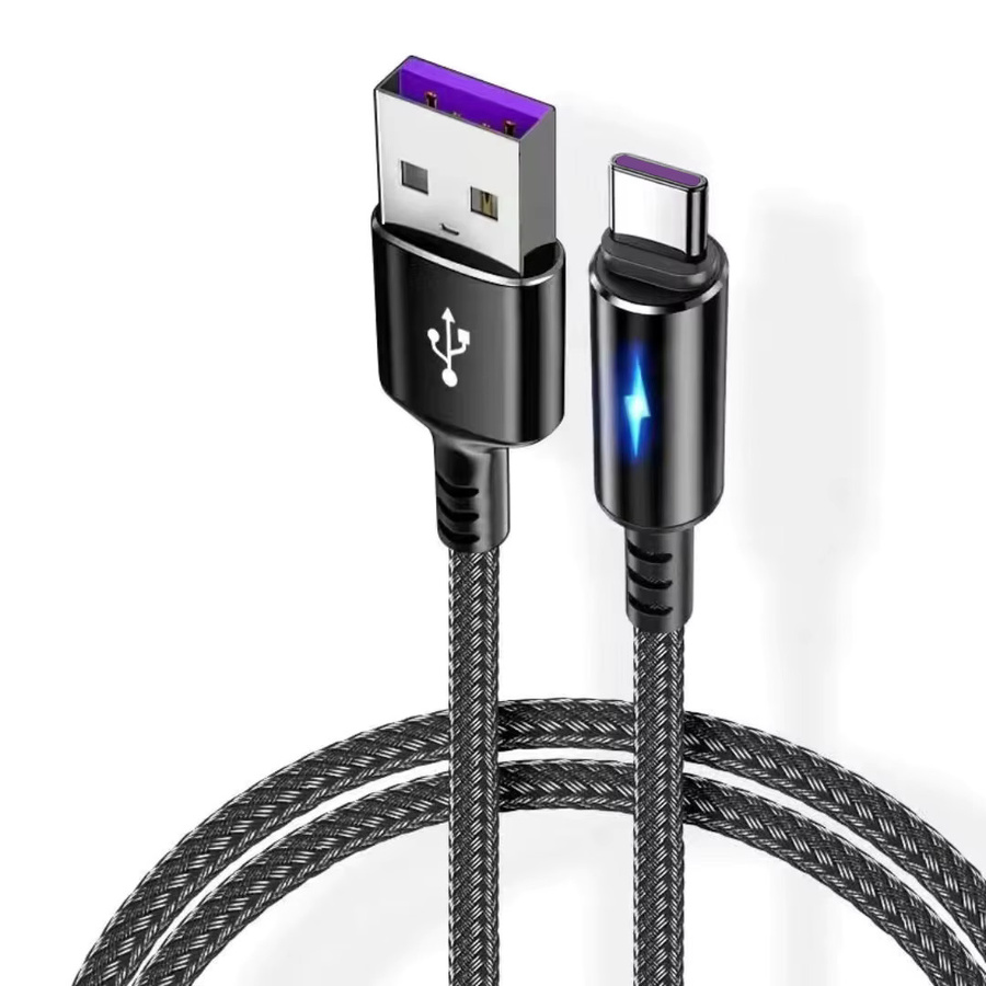 NNBILI USB-A auf USB-C Kabel mit LED-Anzeige, 5A Schnellladekabel und Datenkabel in Schwarz - Bild 6